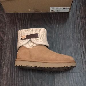 UGG Shaina Chestnut Button Suede Knit